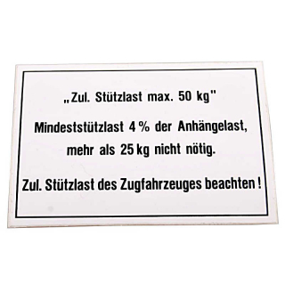 Stützlastschild 105x74 50 kg