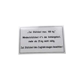 Stützlastschild 105x74 100 kg