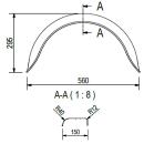 De Haan - Kotflügel für Einachser HR 1556, H 1509/12, B 150/S 560 mm